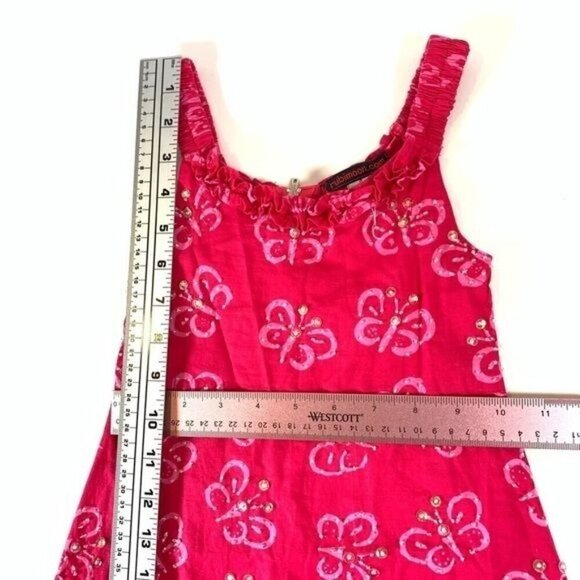 Butterfly Beaded Sleeveless Summer Dress Red Pink Beaded Detail Size 4 Toddler - Picture 5 of 8